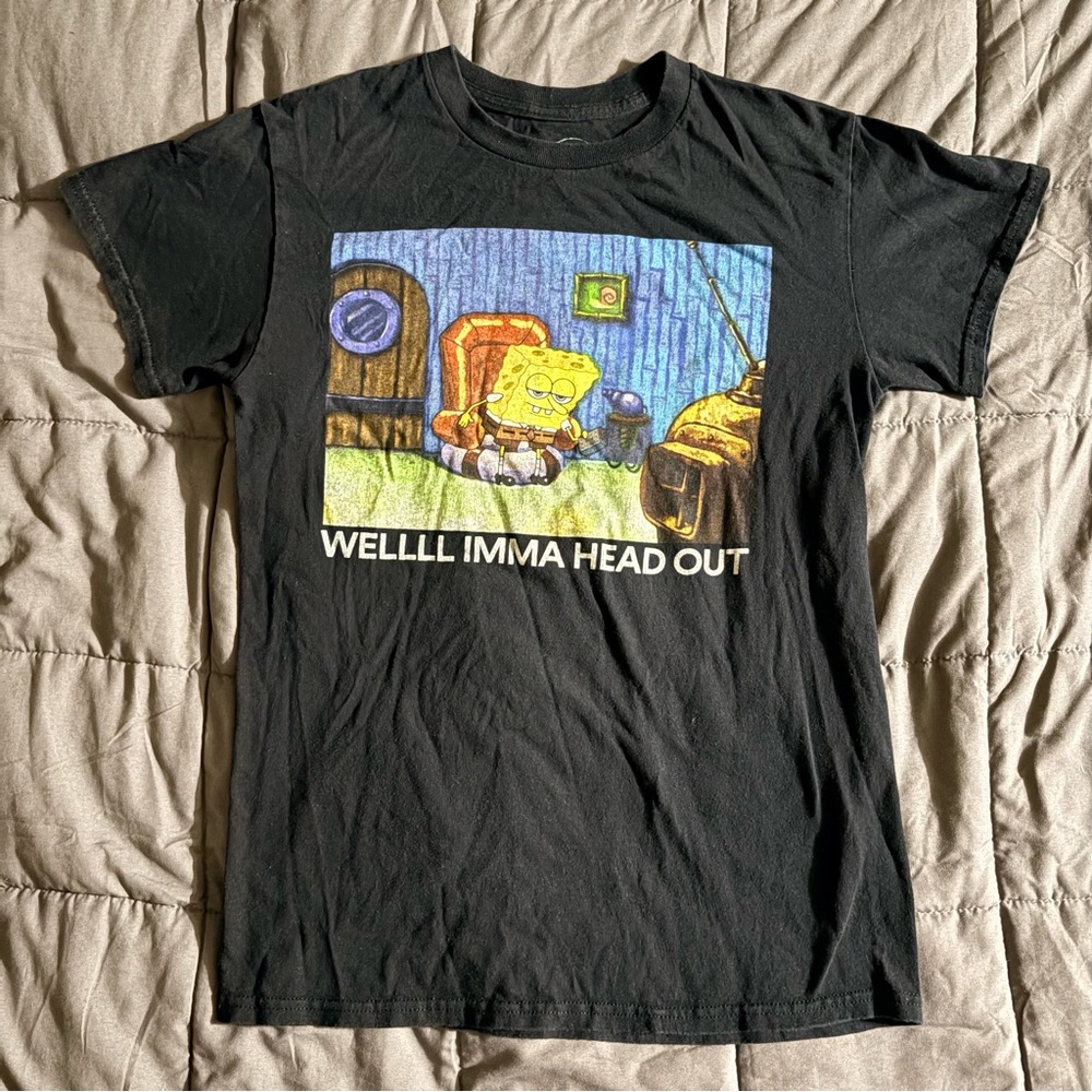 Spongebob Squarepants Well Imma Head Out Meme Nickelodeon T Shirt Small Black